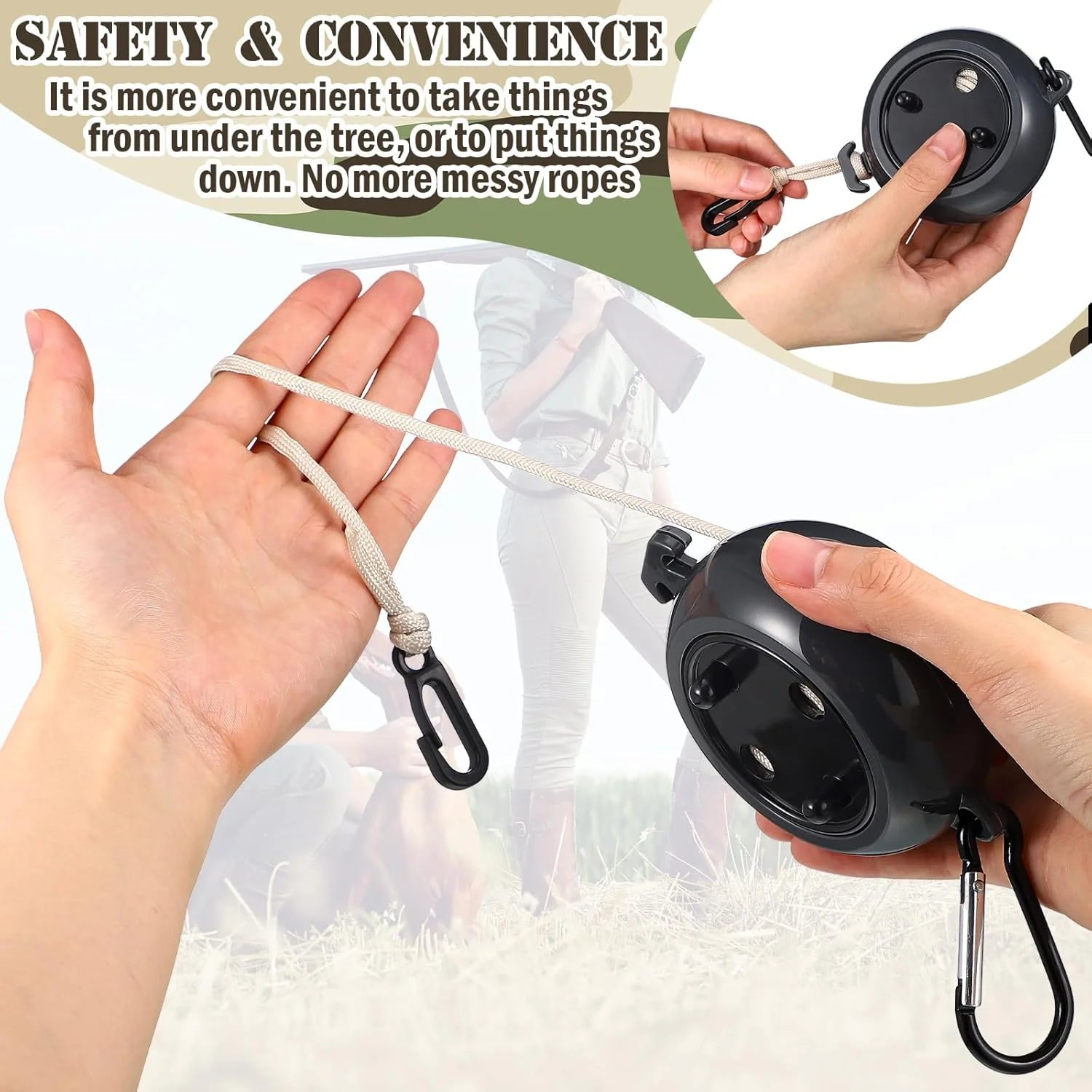 2 Pcs Tree Stand Gear Hoist 29.5 Ft Retractable Bow & Gear Hoist Bow Hunting Gear Accessories for Hunting Bow, Black