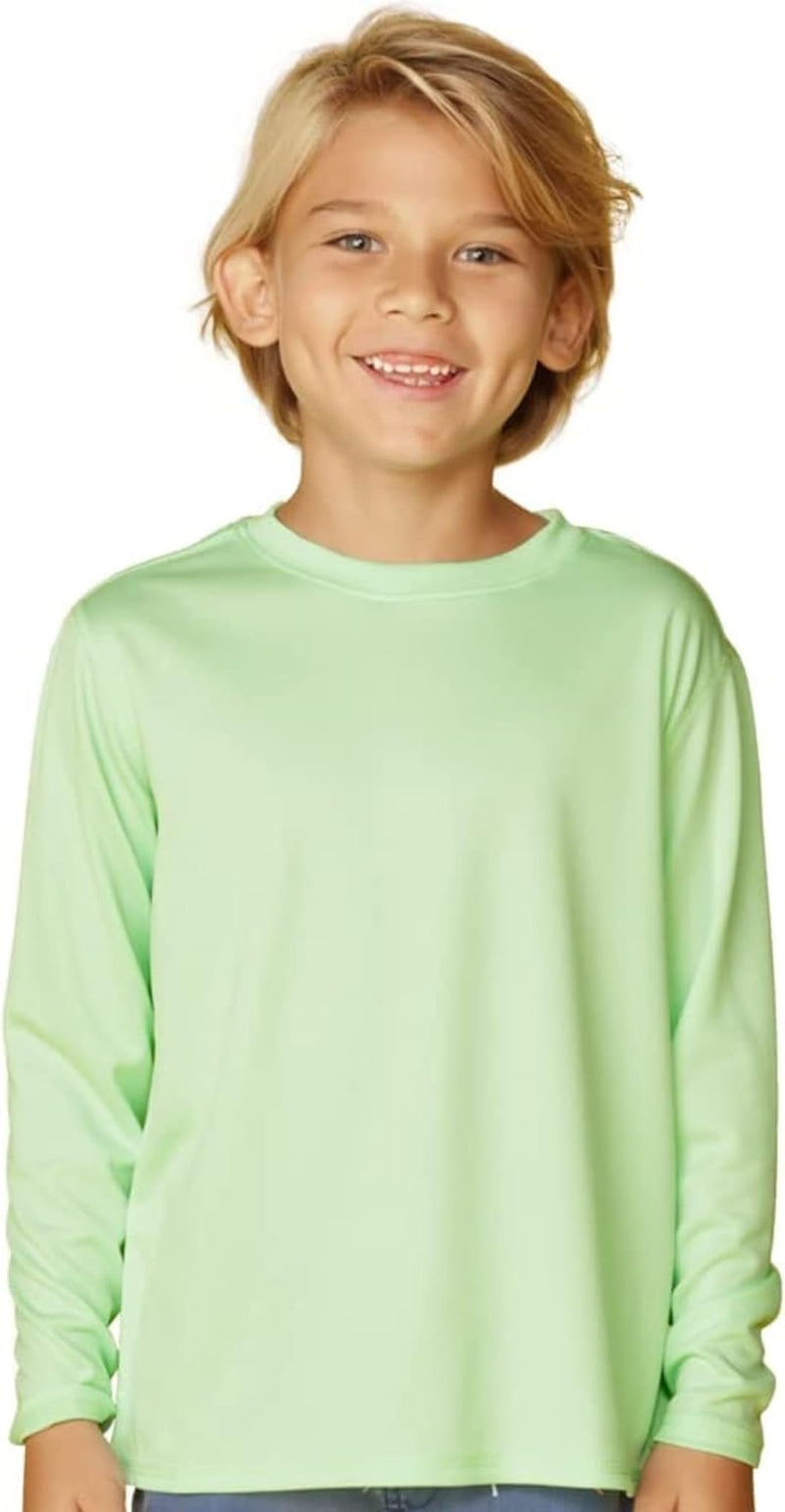 Boys Rash Guard Long Sleeve Swim Shirt - Quick Dry UPF 50+, Kids Fishing Shirt, Dry Fit Shirts for Boys Sizes XS-XL