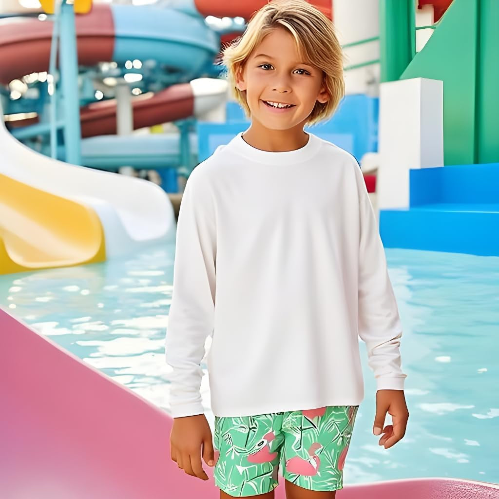 Boys Rash Guard Long Sleeve Swim Shirt - Quick Dry UPF 50+, Kids Fishing Shirt, Dry Fit Shirts for Boys Sizes XS-XL