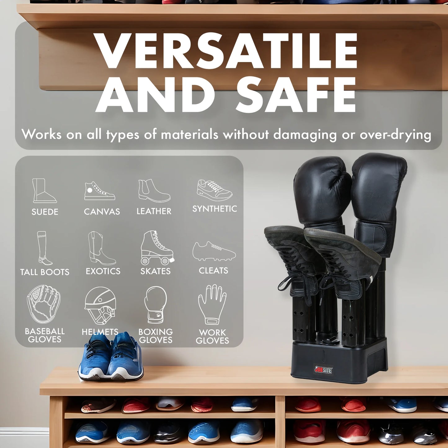 Boot Dryer with Heat Blower Fan, Glove & Shoe Dryer, Helps Reduce Odors