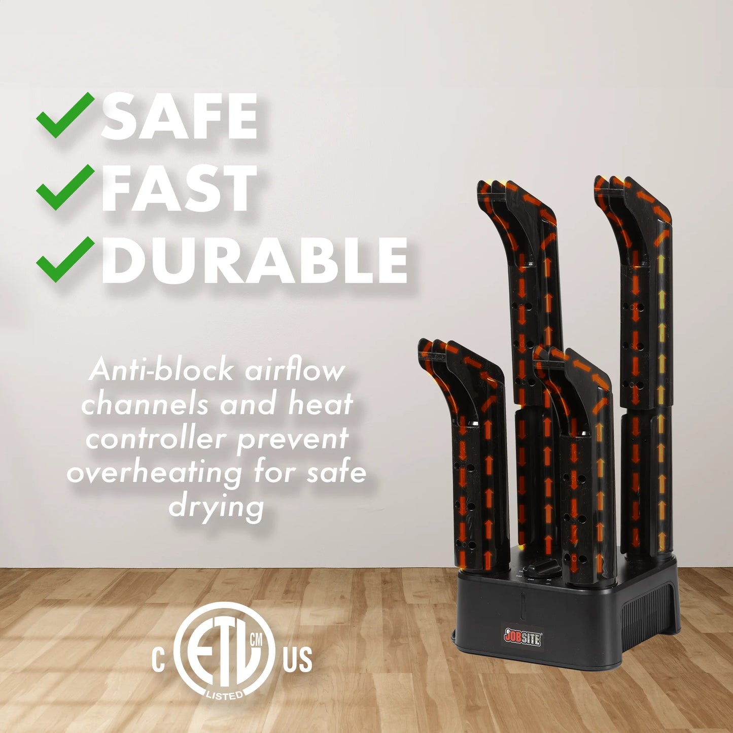 Boot Dryer with Heat Blower Fan, Glove & Shoe Dryer, Helps Reduce Odors