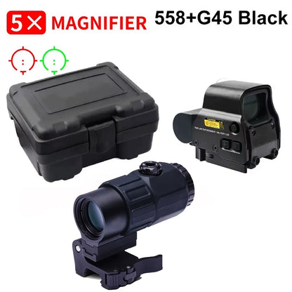 558+G43 Holographic Collimator Sight 558+G33/G45 Red Dot Optic Sight Tactical Hunting Gear W/20Mm Rail Mounts&Quick Detach Lever
