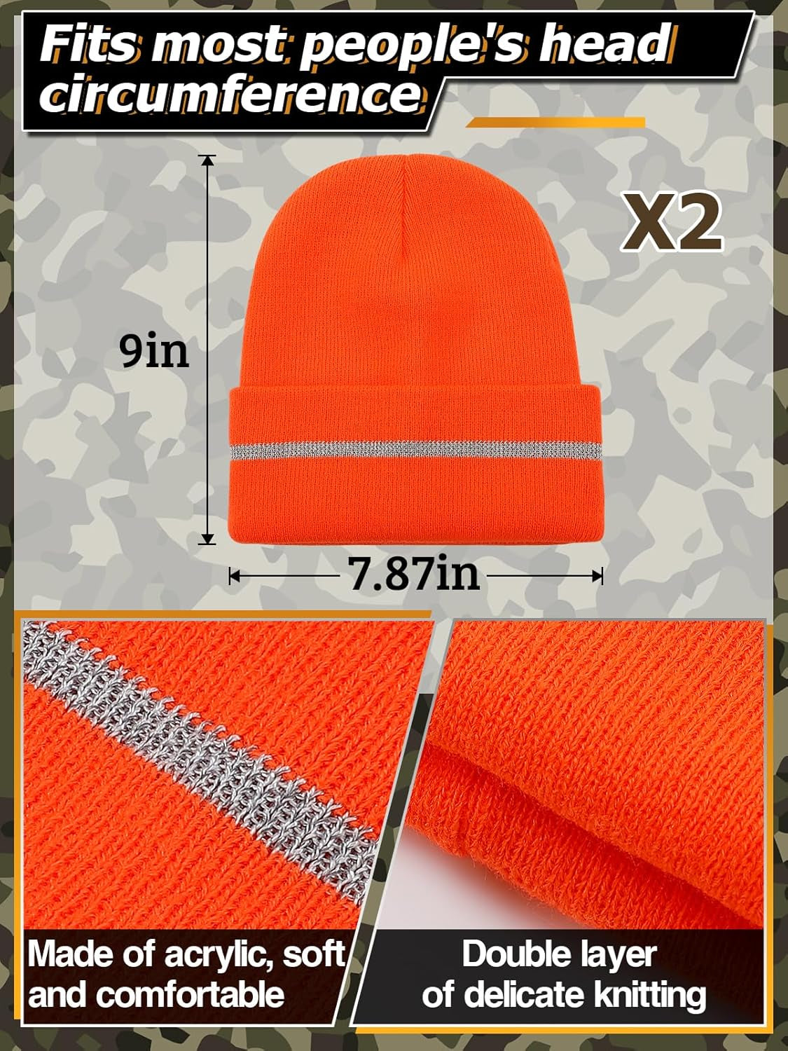 Blaze Orange Hunting Vest and Beanie Set - High Visibility Safety Gear