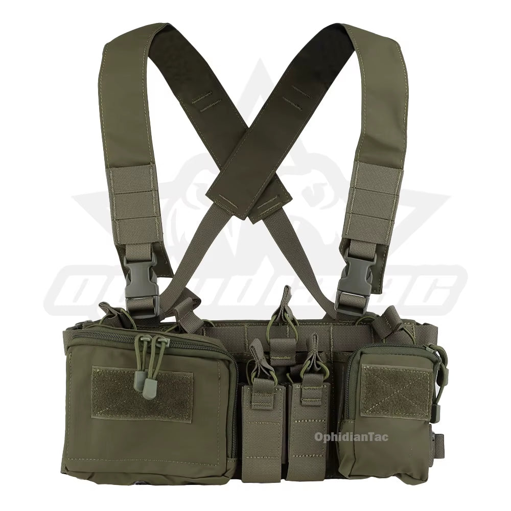 Ophidiatac D3CRH Tactical Chest Rig, Multi-Function Modular Wargame Vest, Lightweight with Mag Pouch, Airsoft Hunting Gear