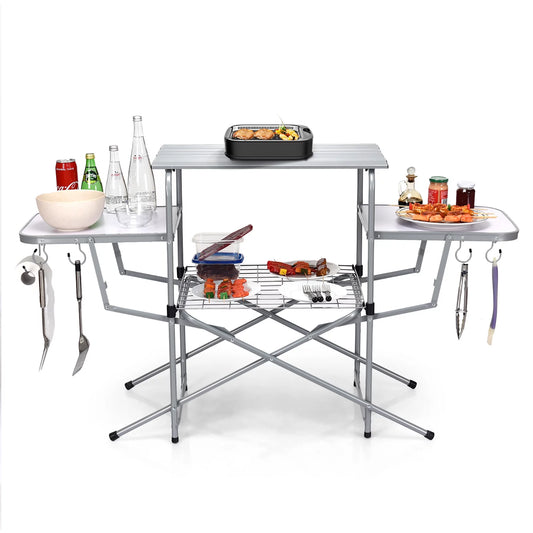 Foldable Camping Table Outdoor Kitchen Portable Grilling Stand Folding BBQ Table