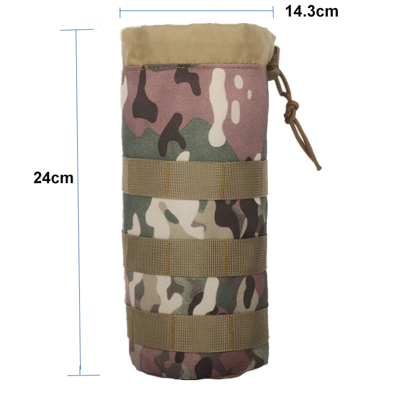 Outdoor Tactical Molle Water Bottle Pouch Portable Camping Water Kettle Bags for Backpack Vest Men'S Travel Cycling Camping Bag